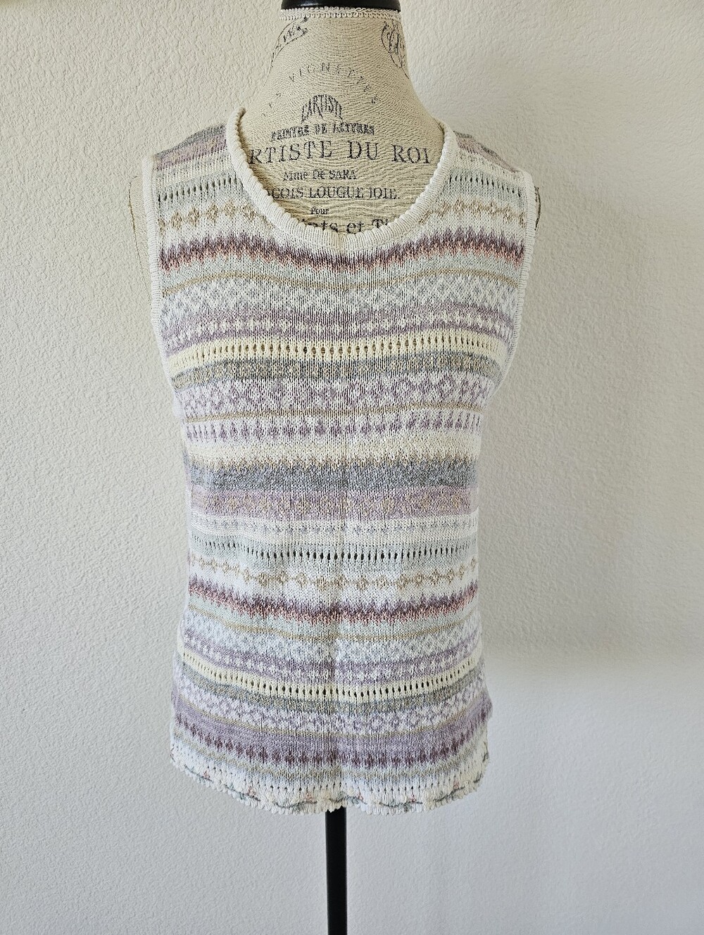 Heirloom Collectibles Light Purple Knit Sleeveless Top Sweater Vest sz L